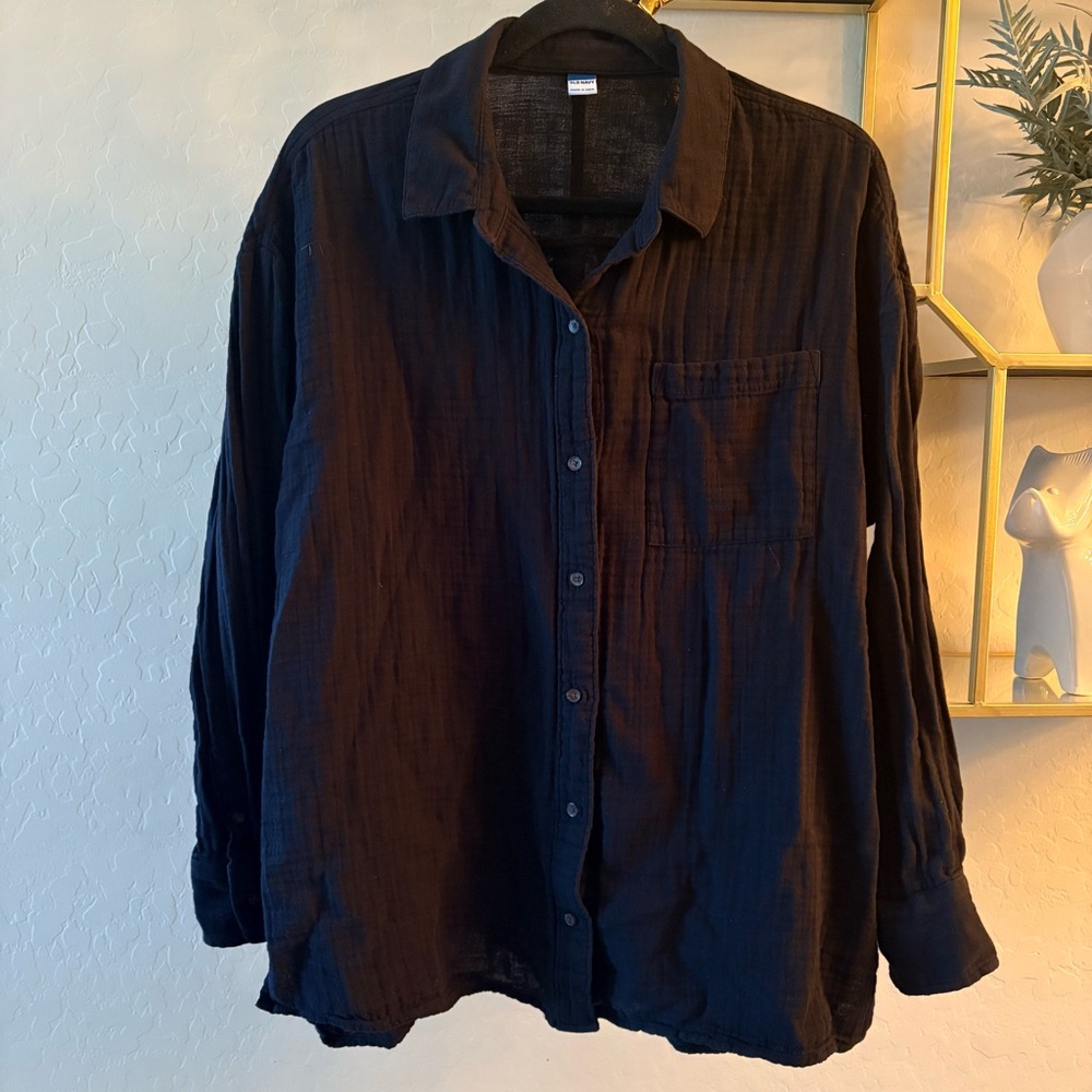 Old Navy long sleeve 100% cotton button down Shirt womens size large L